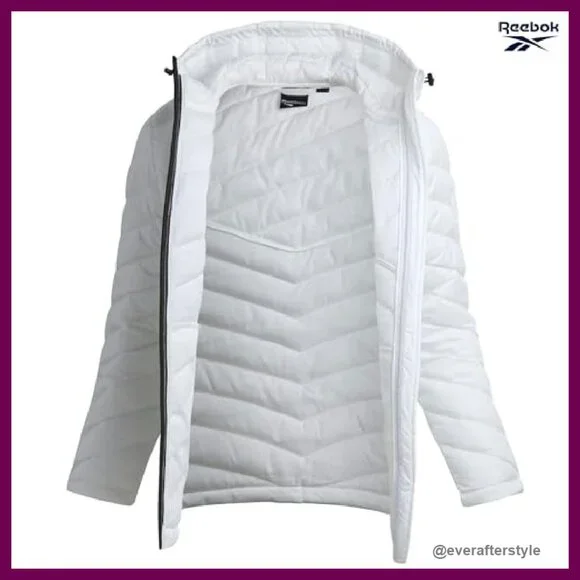 Midweight Quilted Puffer Jacket Full Zip Hooded Winter Coat Chic Versatile